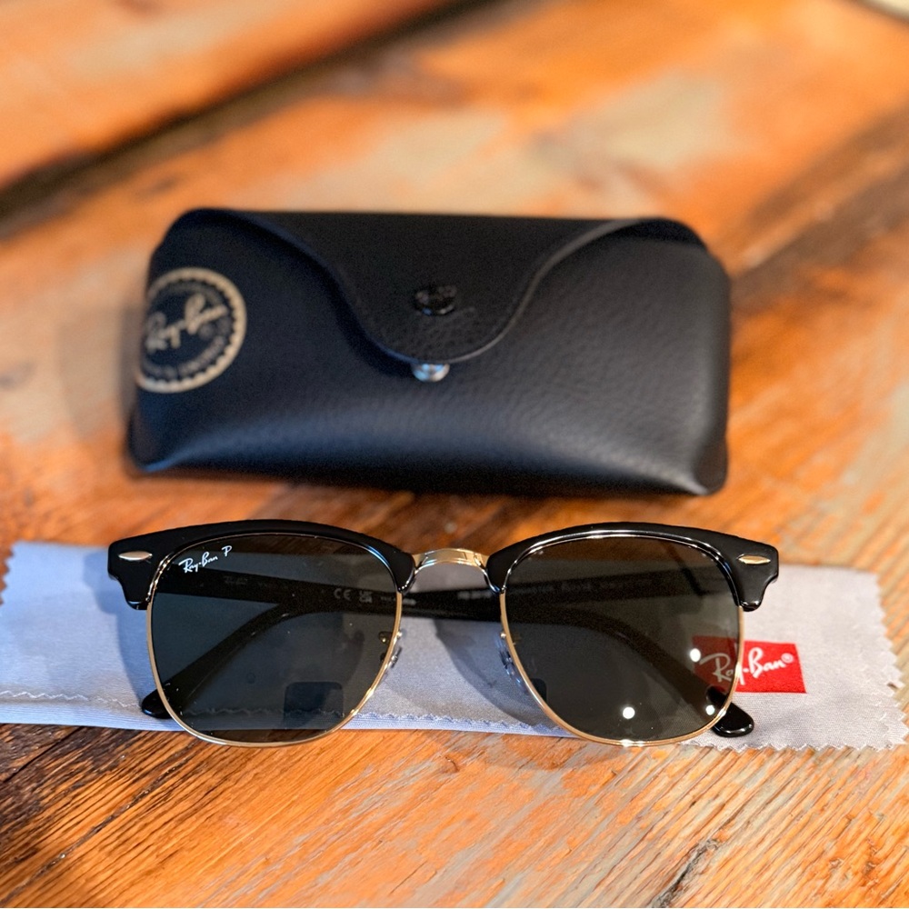 Ray-Ban Clubmaster Sunglasses in Black and Gold with Dark Lenses